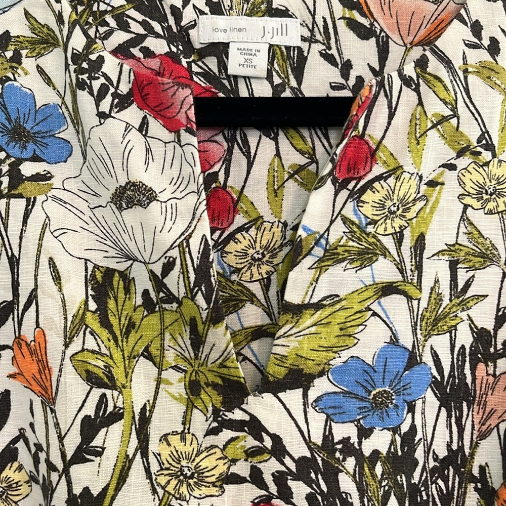 J. Jill Floral Sleeveless Mini Dress in White with Red, Blue, Orange and Green - Picture 3 of 8
